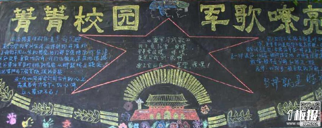 军训专题黑板报版面设计图手绘-Super Class