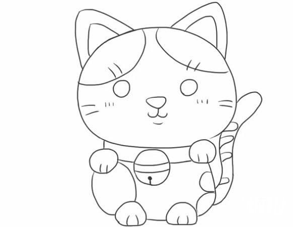 招财猫简笔画的画法步骤教程 可爱的招财猫简笔画怎么画