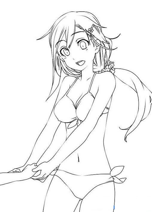 穿泳装的女生简笔画