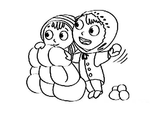 寒假里撒欢的孩子简笔画