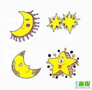 卡通星星和月亮的简笔画图片