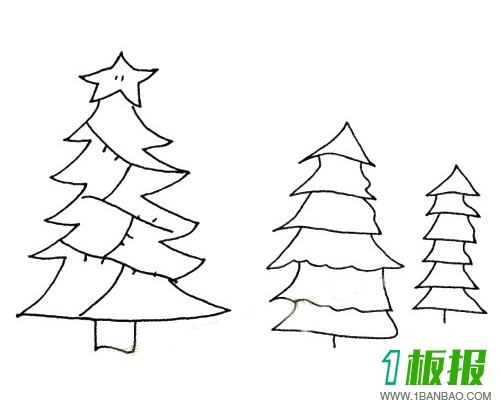 一组简单的松树简笔画图片