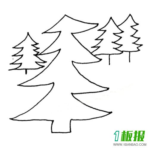 一组简单的松树简笔画图片