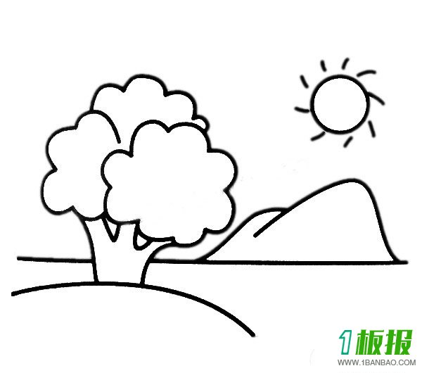 山水风景简笔画图片