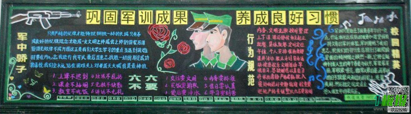 巩固军训成果的黑板报图片-养成良好习惯
