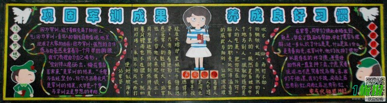 有关军训心得的黑板报图片-军训成果