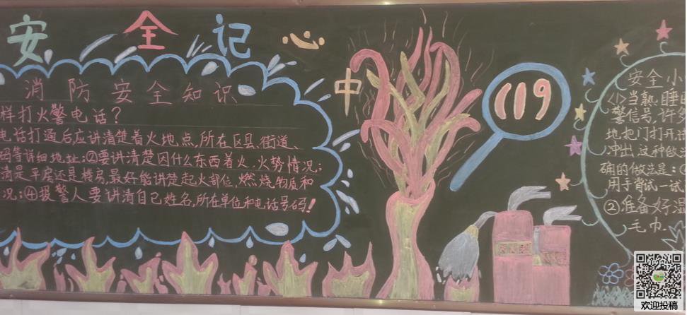 小学生消防安全黑板报-安全记心中