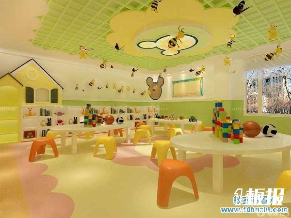 幼儿园室内天花板悬挂装饰图片：可爱蜜蜂蝴蝶