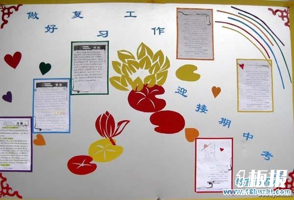 初二教室文化墙布置:努力复习迎期考