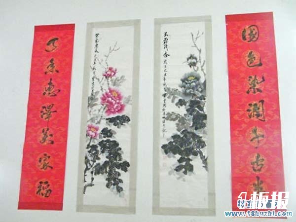 大学教室文化布置：国画对联