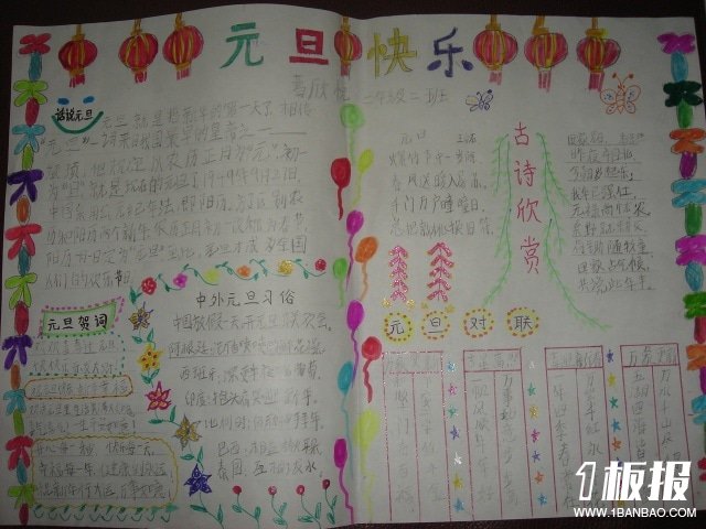 庆元旦手抄报_元旦快乐