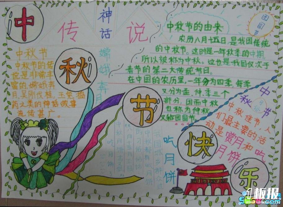中秋节手抄报版面设计图-中秋快乐