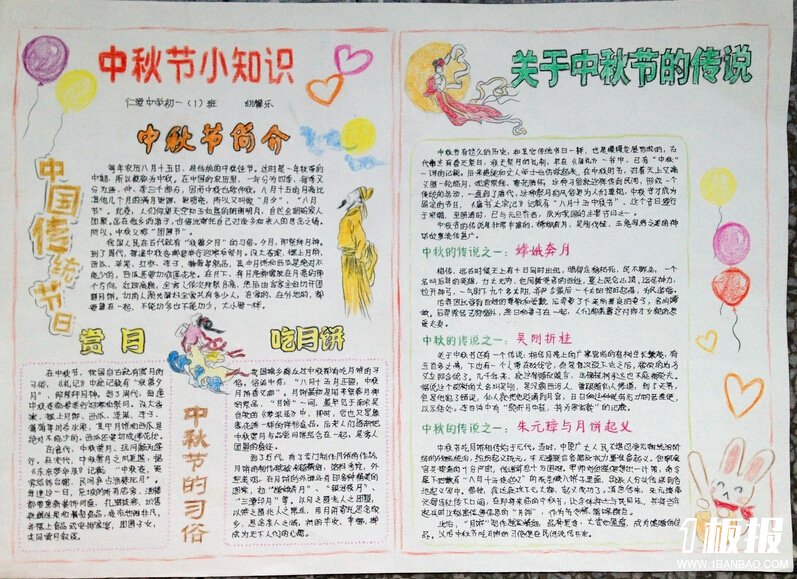 中秋节手抄报版面设计图-中秋节的由来