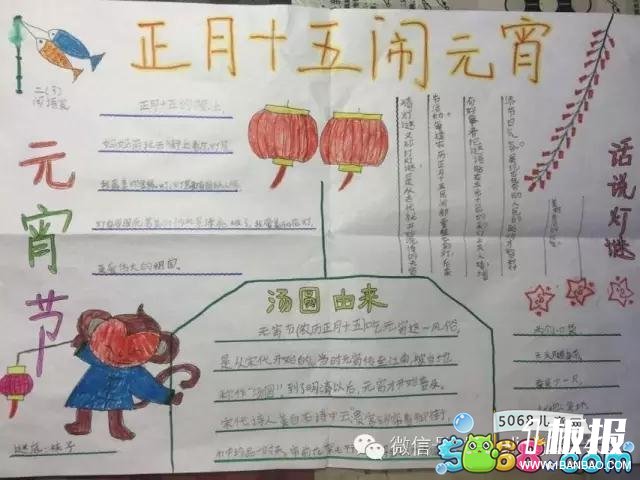小学生正月十五闹元宵手抄报作品欣赏