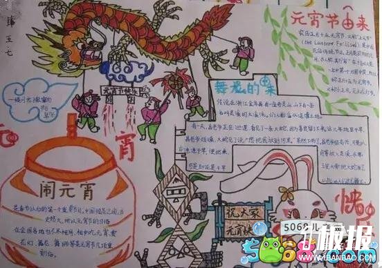 2017元宵节舞龙灯手抄报素材