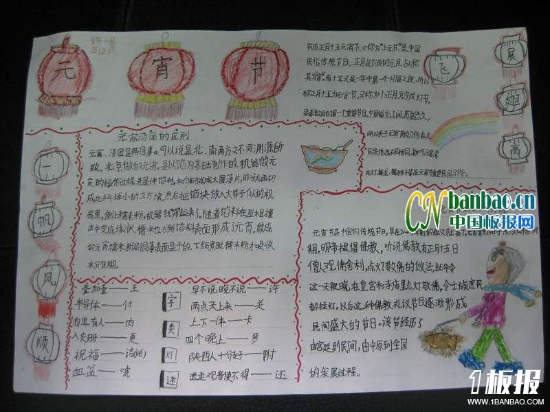 关于元宵节的手抄报-元宵和汤圆的区别