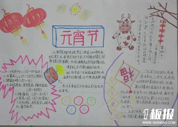 春节手抄报内容-元宵佳节的到来