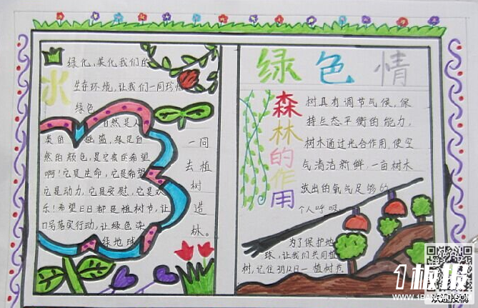 漂亮的植树节手抄报-绿色情