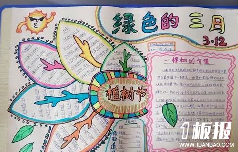 2018年植树节手抄报图片-绿色的三角