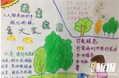 关于植树节的手抄报-绿色的家园靠你也靠大家