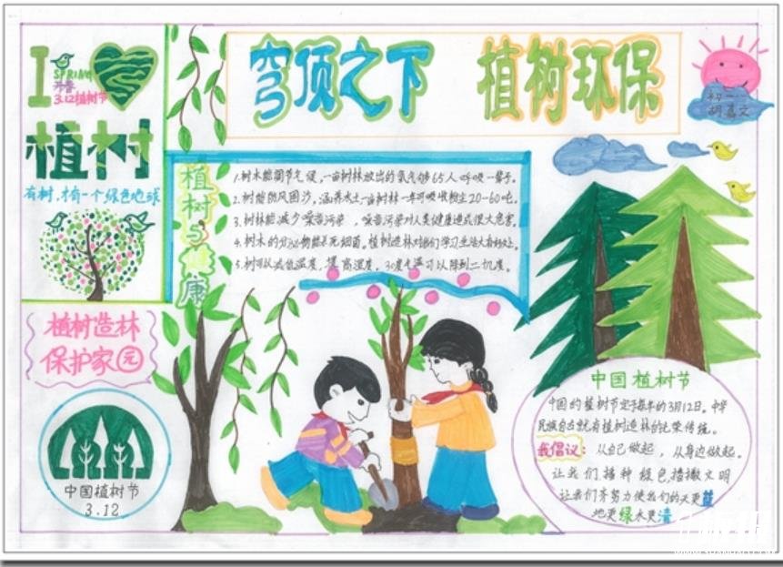 精美的植树节手抄报-穹顶之下植树环保