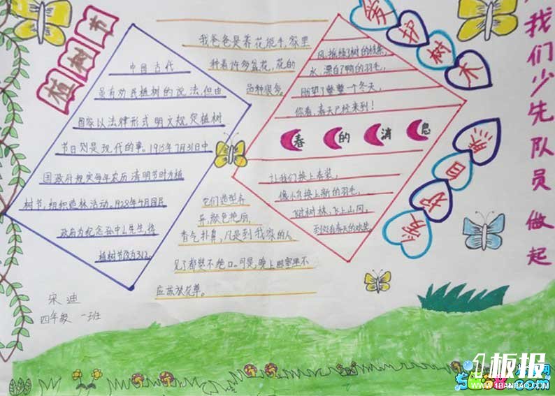 小学生植树节手抄报-春的消息