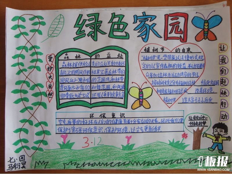 植树节手抄报图片-绿色家园