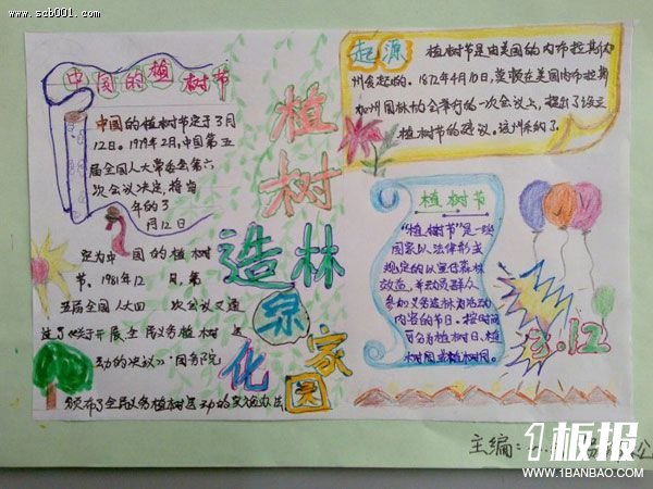 关于植树节的手抄报_植树造林美化家园