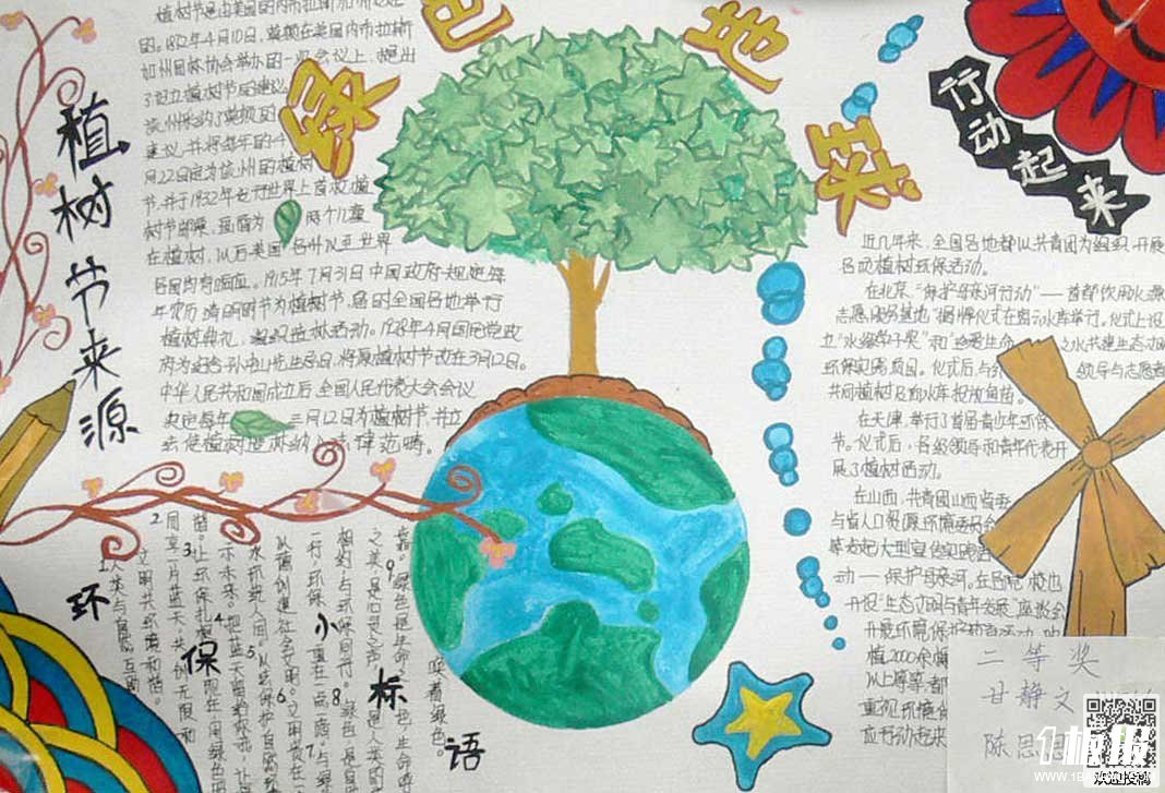 关于植树节的手抄报大全-绿色地球