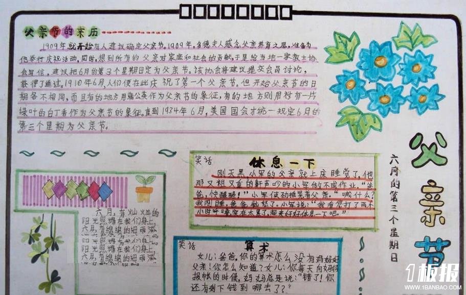 父亲节手抄报资料内容-父亲节的来历