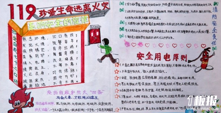 消防安全手抄报-珍爱生命远离火灾