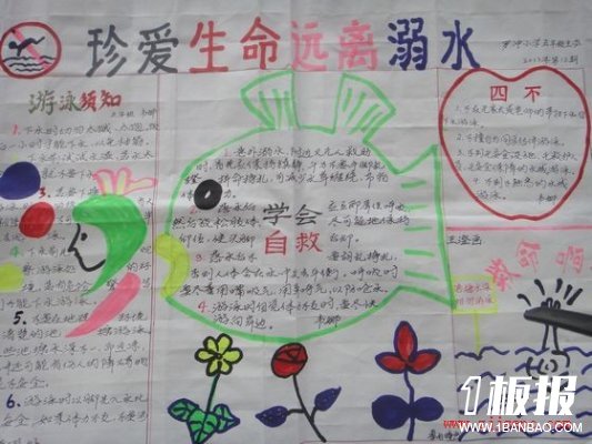 小学生手抄报_珍爱生命,预防溺水