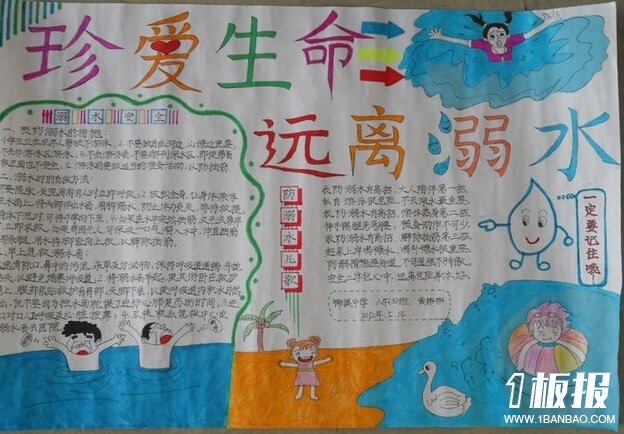 夏季预防溺水手抄报_珍爱生命,远离溺水