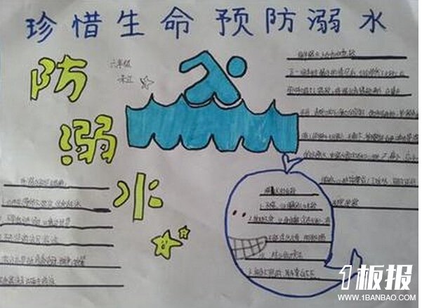 夏日防溺水手抄报_珍惜生命,预防溺水
