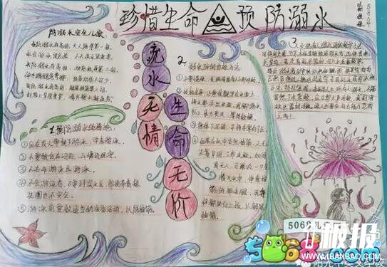 防溺水安全教育手抄报设计图片-流水无情