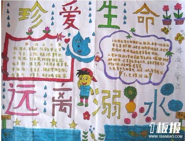 优秀夏季防溺水手抄报-珍爱生命,远离溺水