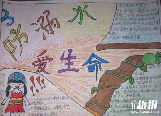 小学生防溺水手抄报图片-防溺水,爱生命