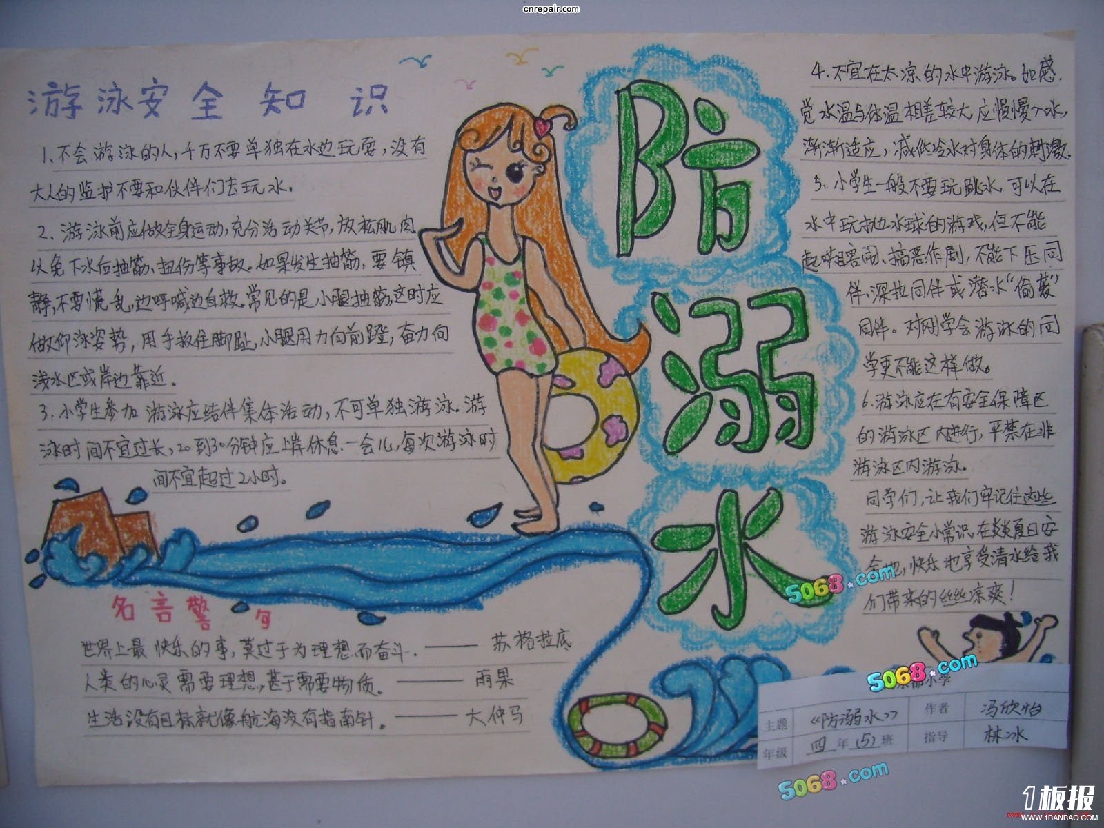 防溺水安全手抄报图-防溺水