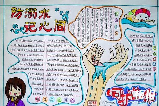 防溺水优秀手抄报-防溺水,记心间