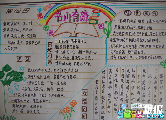 小学二年级读书手抄报_书山有路(10张作品图)