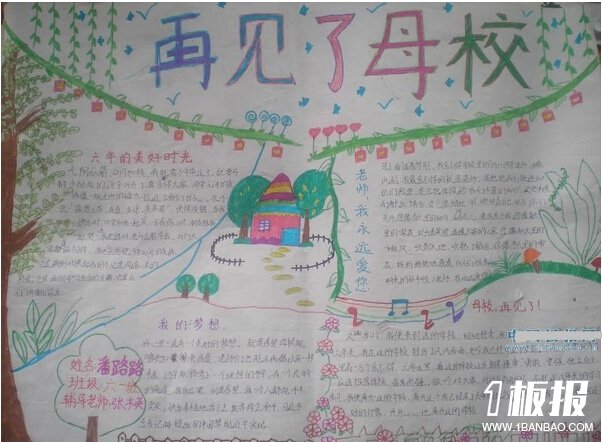 六年级毕业手抄报版面设计_再见了,母校