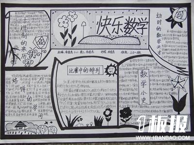 六年级黑白数学手抄报-数学小史