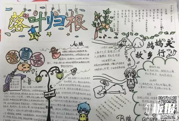 初中语文手抄报-落叶归根