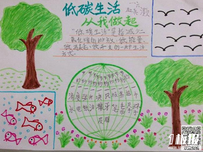 初中低碳环保手抄报-低碳生活从我做起