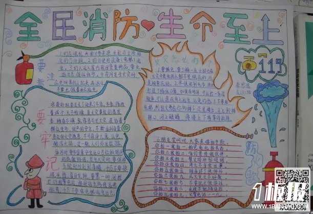 安全教育手初中手抄报-全民消防生命至上