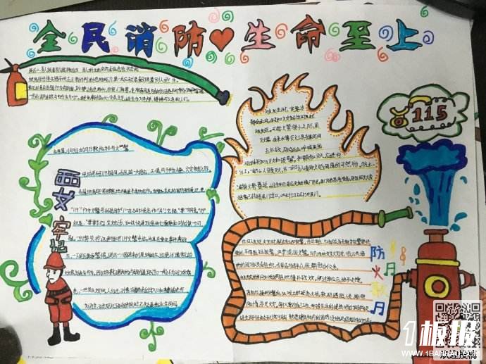 初中生消防安全手抄报图片-生命之上
