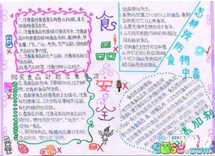 小学生创建食品安全知识手抄报