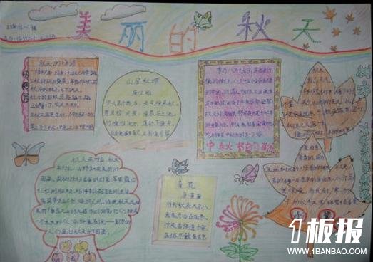 秋天的图画手抄报-美丽的秋天