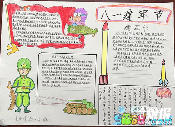 八一建军节手抄报图片-保家卫国