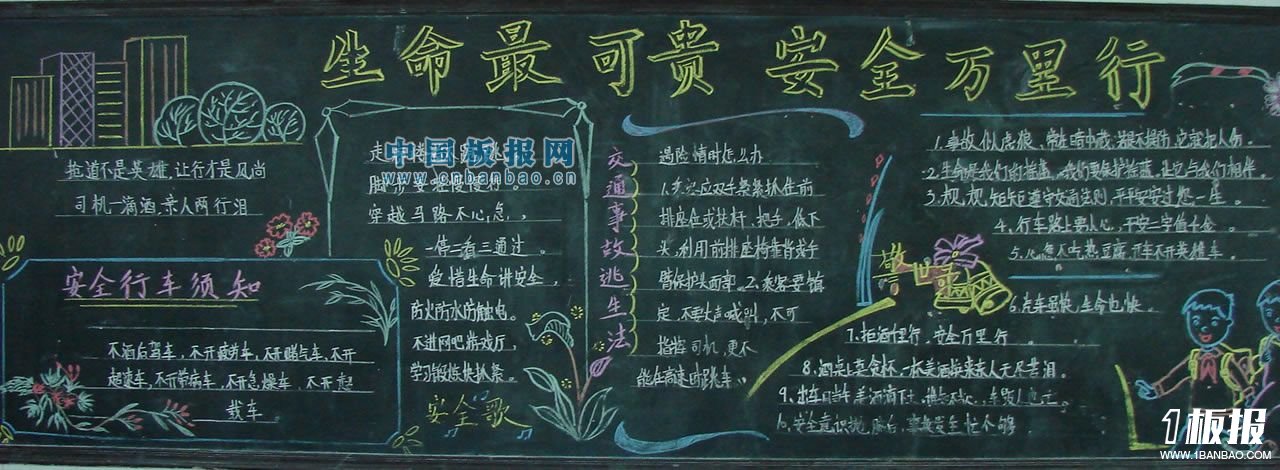 
安全教育黑板报：校园安全
